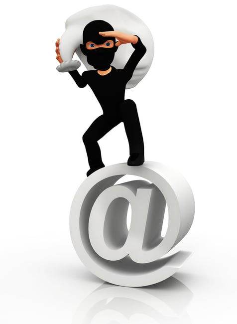 3D thief standing on an sign - isolated 3D thief standing on an sign - isolated